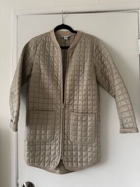 Athleta Quilted Longline Puffer Jacket in Beige